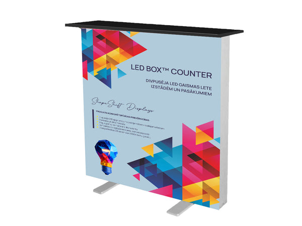 LED BOX™ COUNTER - Divpusēja LED gaismas lete izstādēm un pasākumiem