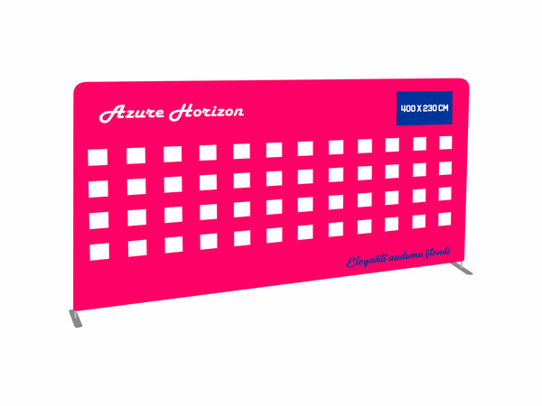 AZURE HORIZON: Elegants 400 x 230 cm Auduma Reklāmas Stends